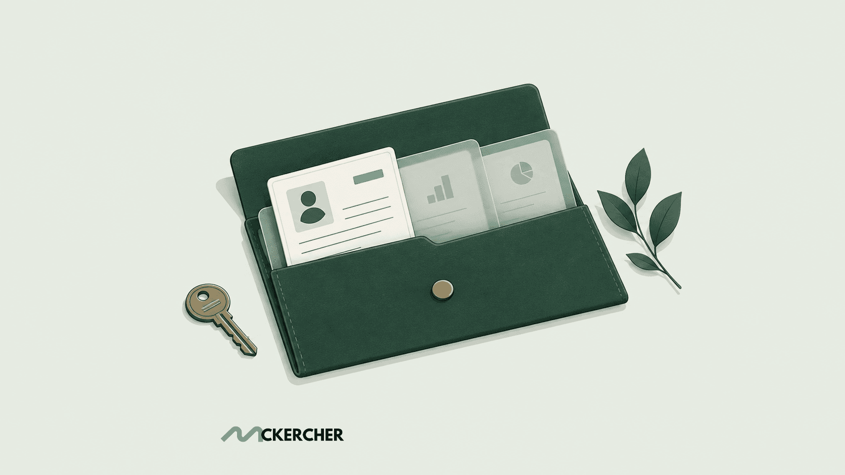 Conceptual illustration of record cards held in a document wallet with a key, representing controlled access to personal information.