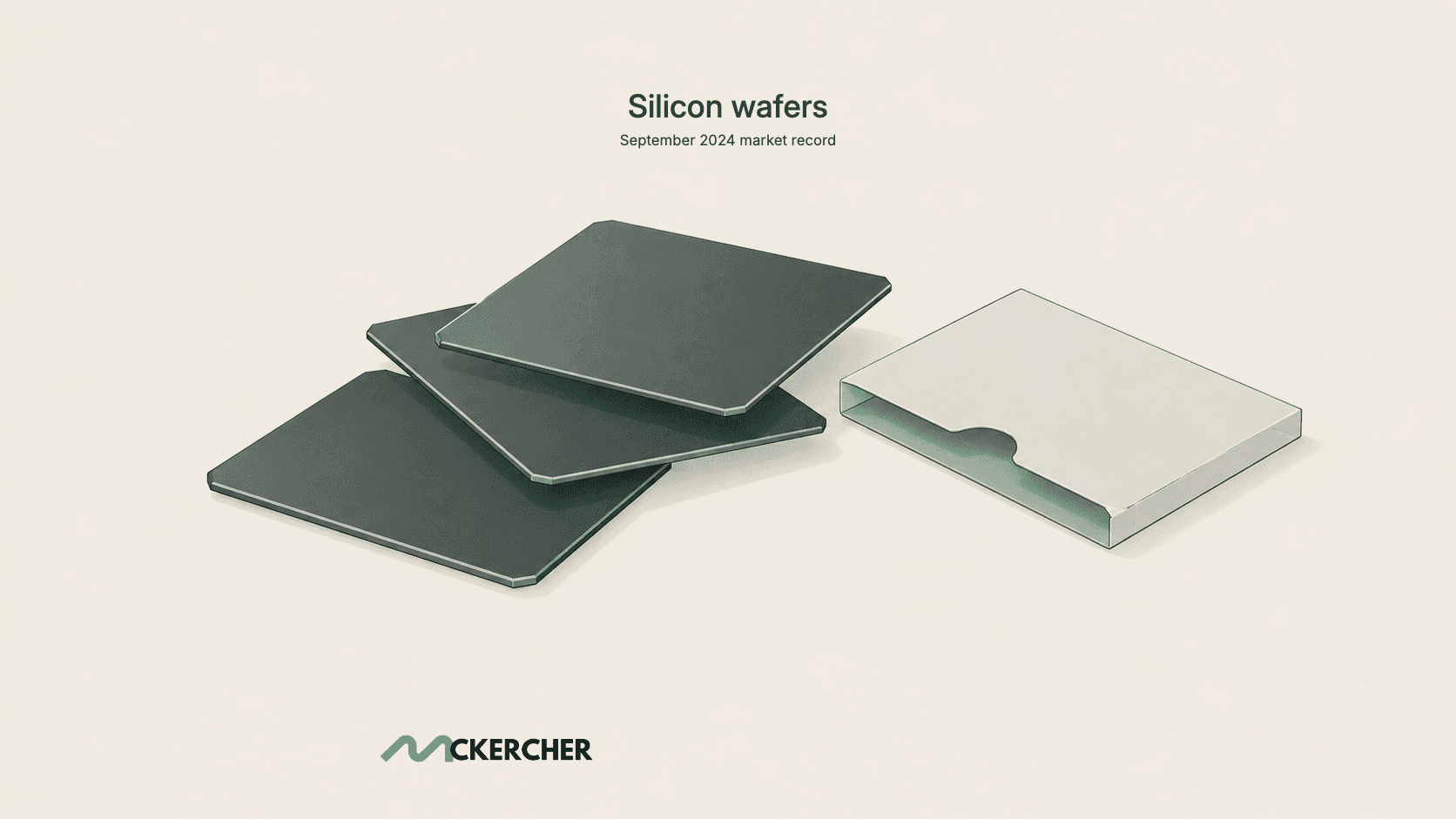 Conceptual illustration of silicon wafer samples beside a sleeve, labelled September 2024 market record.