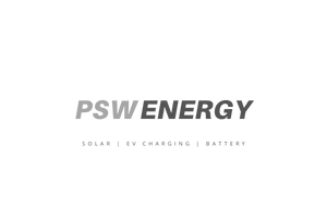 PSW Energy Logo Solar Battery & EV Charging Logo Grey scale