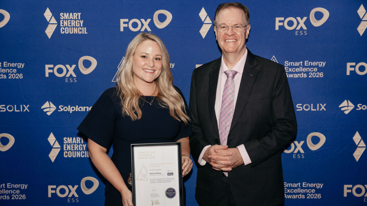 Nicole Bilman and John Grimes at the Smart Energy Excellence Awards 2026